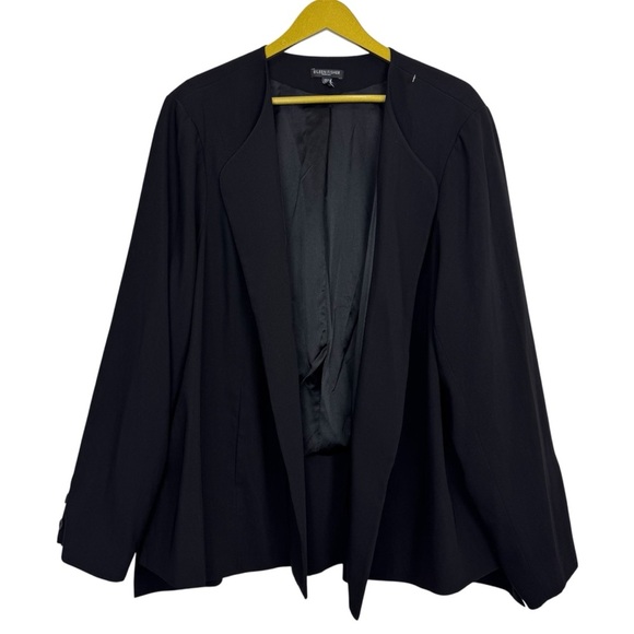 Eileen Fisher Silk Crepe Ponte Black Blazer Oversized Open Front Jacket Size 3X - Picture 1 of 9